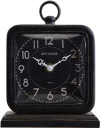 Contemporary Black and Pewter Tabletop Clock-1