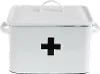 White Lidded Enamel First Aid Box