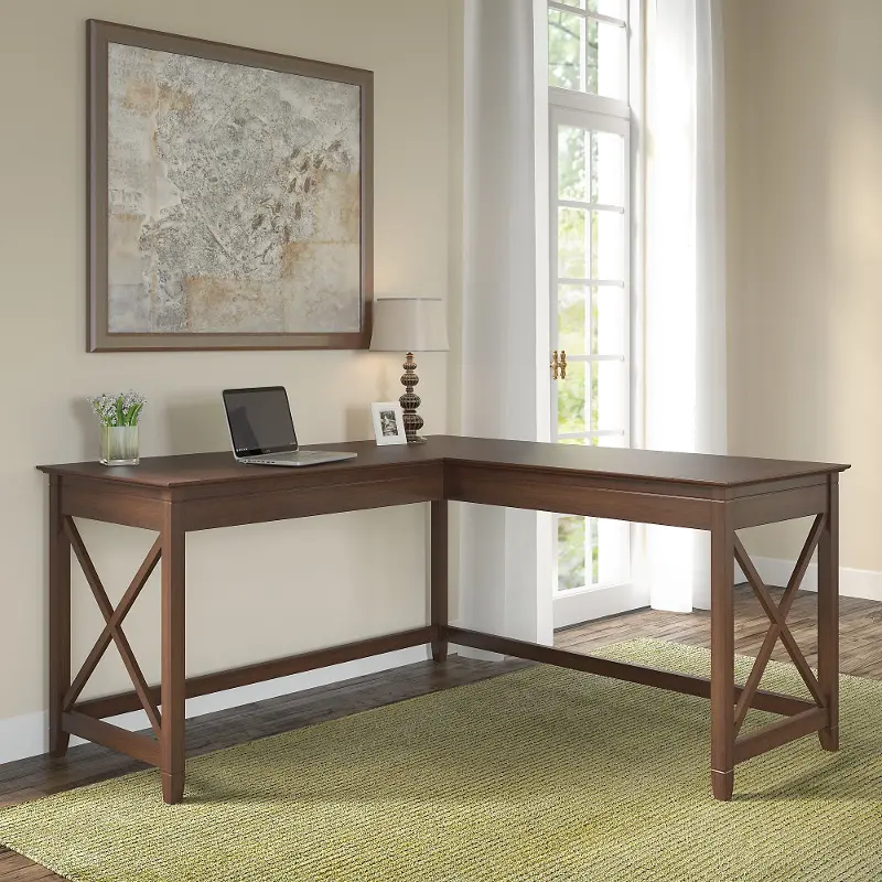 KWD160BC-03 Key West Bing Cherry L-Shaped Desk - Bush Furniture
