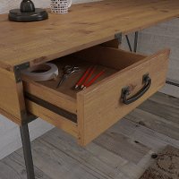 Golden Pine L-Shaped Desk - Ironworks-2