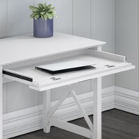 White Single Pedestal Desk with Desktop Organizers - Key West-3