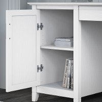 White Single Pedestal Desk with Desktop Organizers - Key West-4