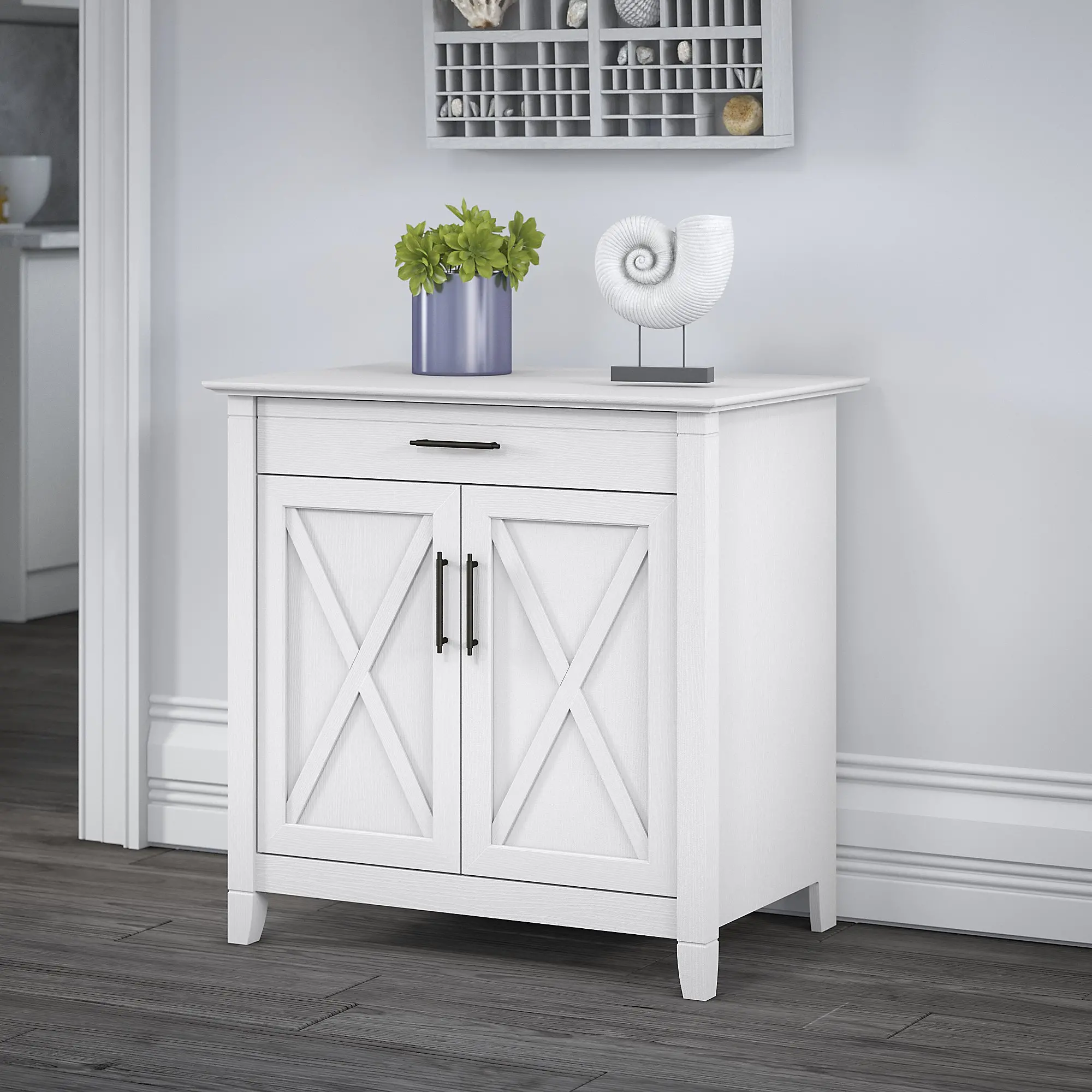 KWS132WT-03 White Secretary Desk - Key West-1
