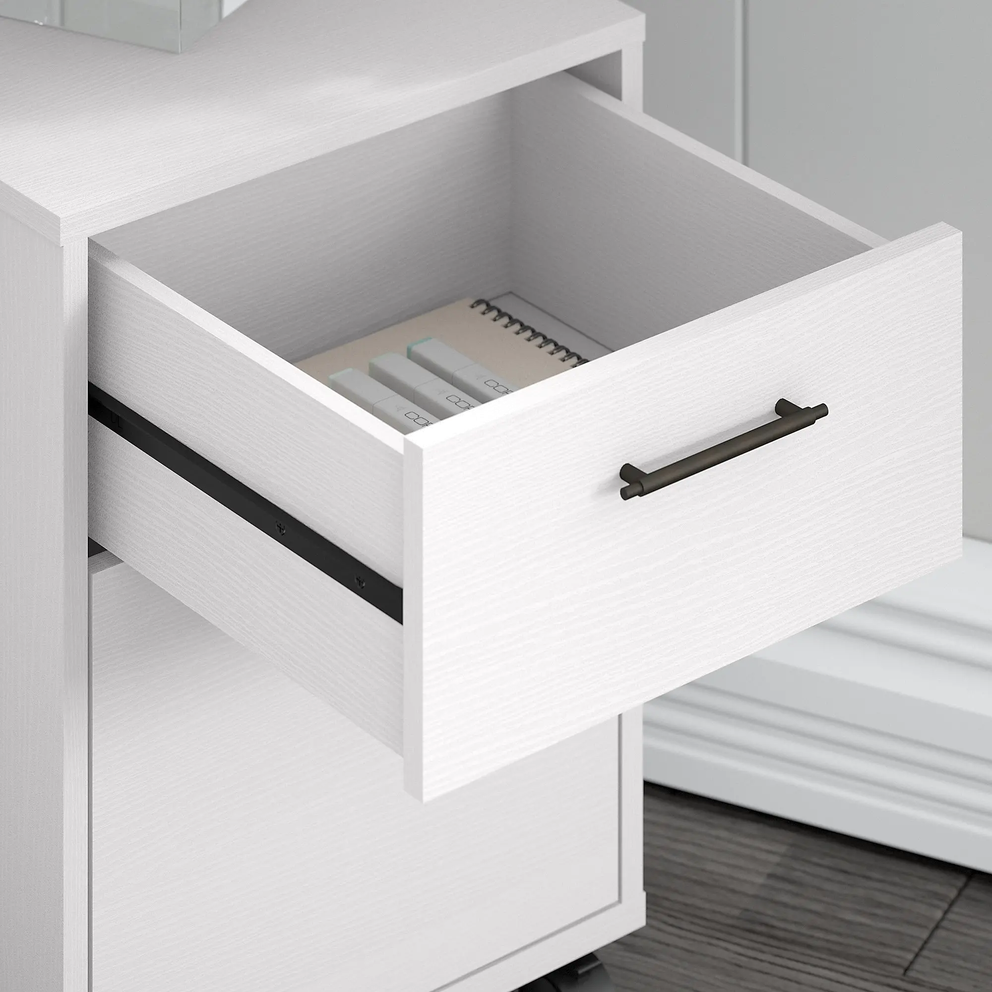 KWF116WT-03 White 2 Drawer Mobile Pedestal - Key West-4
