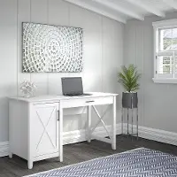 KWD154WT-03 White Single Pedestal Desk - Key West