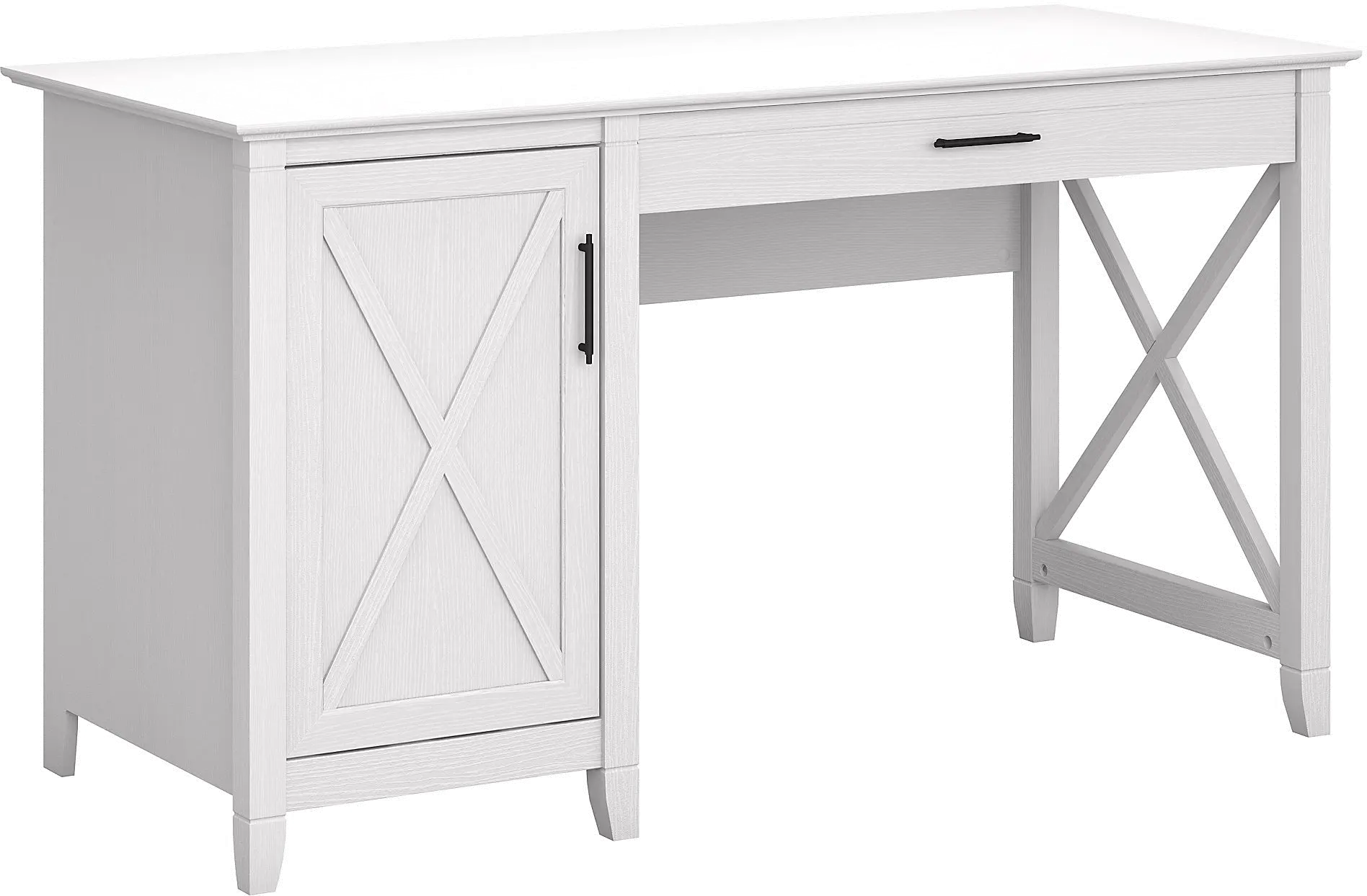 KWD154WT-03 White Single Pedestal Desk - Key West-2