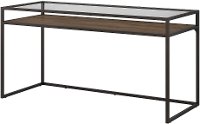 Rustic Brown Glass Top Writing Desk with Shelf - Anthropology-4