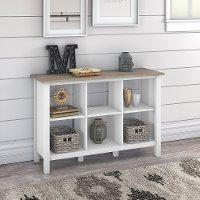 White and Gray 6-Cube Bookcase - Mayfield