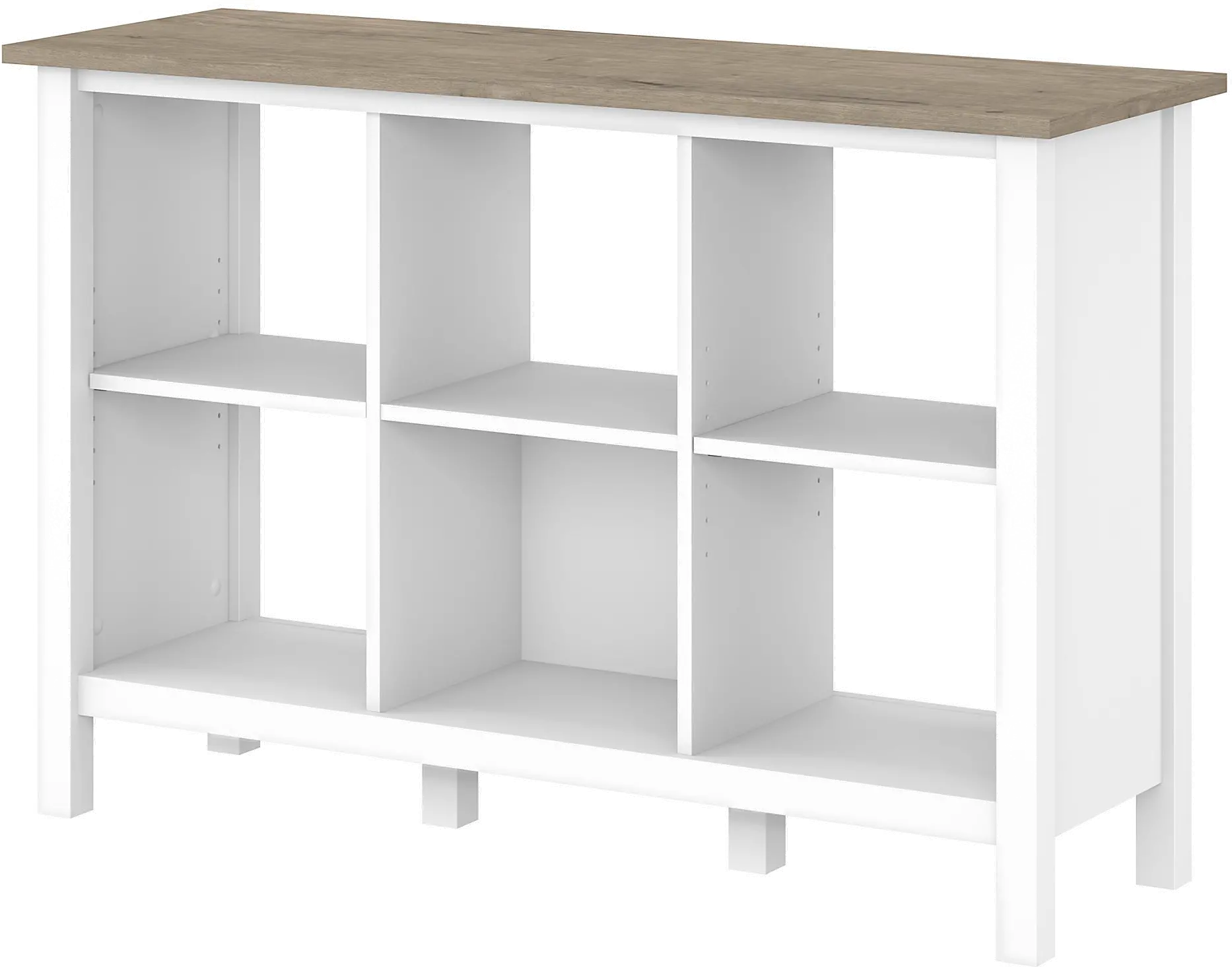 MAB145GW2-03 White and Gray 6-Cube Bookcase - Mayfield-2