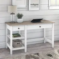 MAD154GW2-03 White and Gray Open Storage Desk - Mayfield