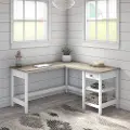 MAD260GW2-03 White and Gray Single Pedestal L-Desk - Bush Furniture