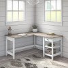 White and Gray Single Pedestal L-Desk - Mayfield