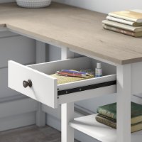 White and Gray Single Pedestal L-Desk - Mayfield-2