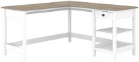 White and Gray Single Pedestal L-Desk - Mayfield-5