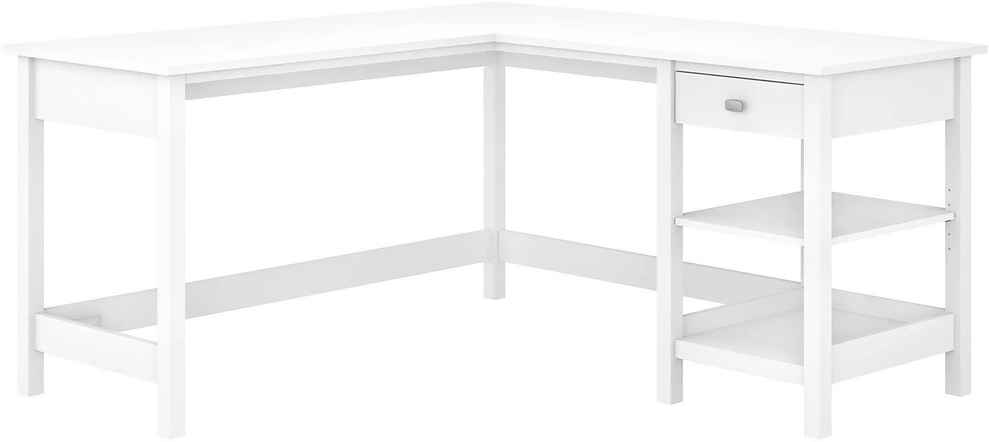 BDD260WH-03 Pure White Single Pedestal L-Desk - Broadview-5