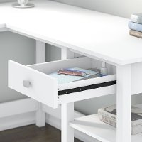 White Single Pedestal L-Desk - Broadview-2