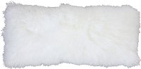 White Mongolian Lamb Fur Throw Pillow