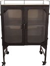 Retro Black Metal and Glass Cabinet on Casters