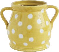 Decorative Yellow and White Terracotta Planter with Handles-1