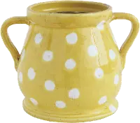 Decorative Yellow and White Terracotta Planter with Handles