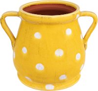 Decorative Yellow and White Terracotta Planter with Handles-3