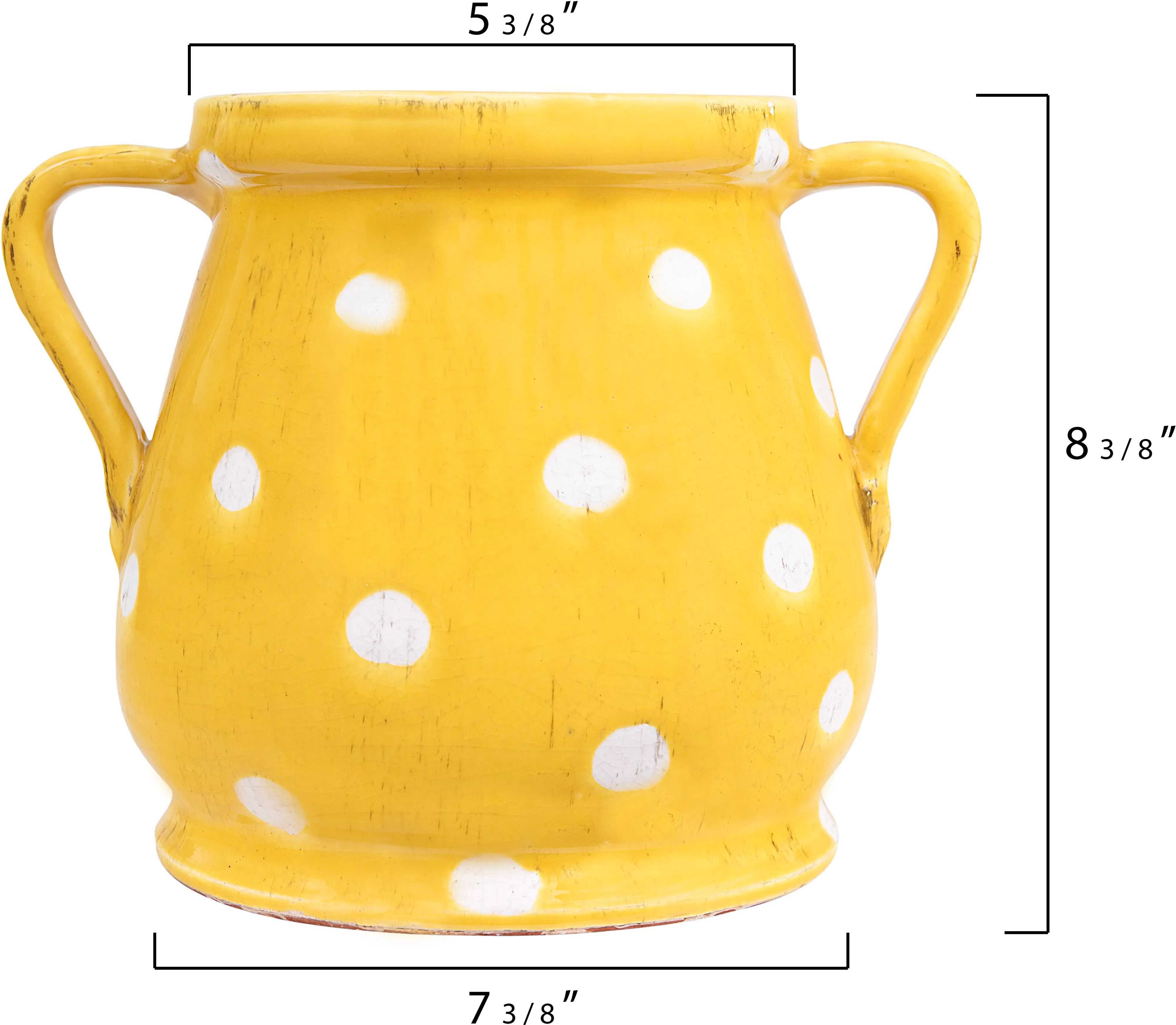 Decorative Yellow and White Terracotta Planter with Handles-4