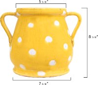 Decorative Yellow and White Terracotta Planter with Handles-4