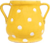 Decorative Yellow and White Terracotta Planter with Handles-5