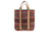 Clearance Coral and Teal Striped Jute Bag with Handles