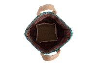 Coral and Teal Striped Jute Bag with Handles-4