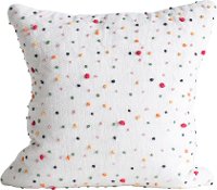 Cotton Throw Pillow with Multi Color French Knots