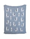 Gray Cotton Knit Llama Throw Blanket
