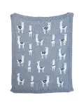 DA9874/LLAMATHROW Gray Cotton Knit Llama Throw Blanket