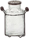 5 Inch Glass Vase with Metal Frog Lid and Handles