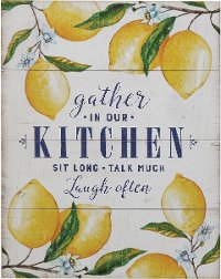 Gather in our Kitchen Yellow Lemon Wood Wall Decor