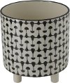 8 Inch Black and White Stoneware Planter