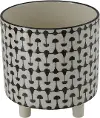 8 Inch Black and White Stoneware Planter