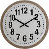 Round White and Black Metal Wall Clock with Wood Frame