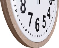 Round White and Black Metal Wall Clock with Wood Frame-2