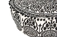 Black Embroidered Pouf with Pom-Pom Trim-2