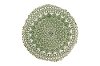 Round Green Embroidered Throw Pillow with Pom-Pom Trim