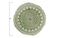Round Green Embroidered Throw Pillow with Pom-Pom Trim-4