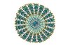 Blue and Green Embroidered Round Throw Pillow