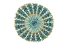 Blue and Green Embroidered Round Throw Pillow