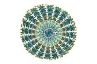 Blue and Green Embroidered Round Throw Pillow