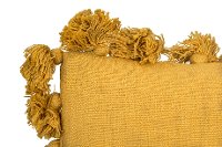 Square Mustard Throw Pillow with Tassels-2