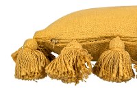 Square Mustard Throw Pillow with Tassels-3