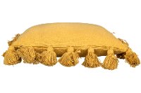 Square Mustard Throw Pillow with Tassels-4