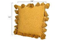 Square Mustard Throw Pillow with Tassels-5