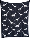 Navy Cotton Knit Dinosaur Throw Baby Blanket
